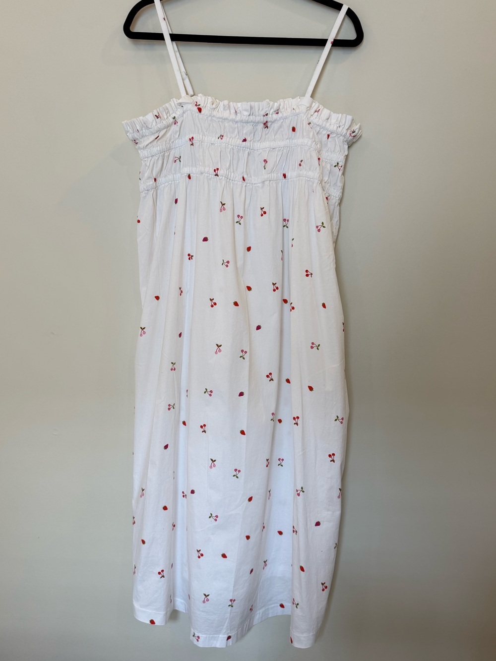 White Summer Dress with Red Cherry Print
